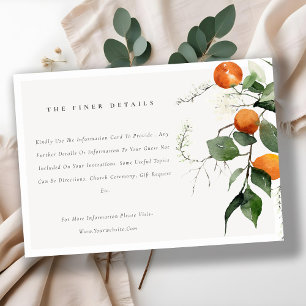 Boho Chic Orange Blossom Botanical Wedding Details Enclosure Card