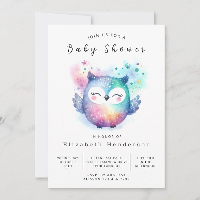 Boho Chic Owl Baby Shower Invitation (Front)