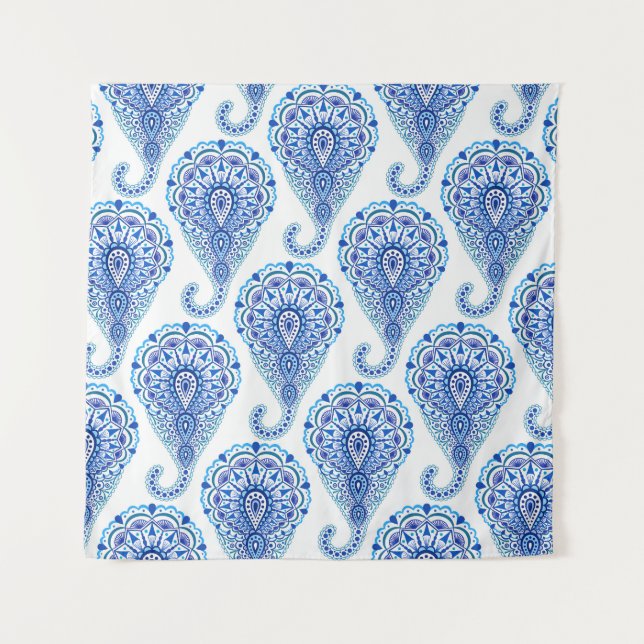 Boho Chic Paisley Seamless Oriental Tapestry (Front)