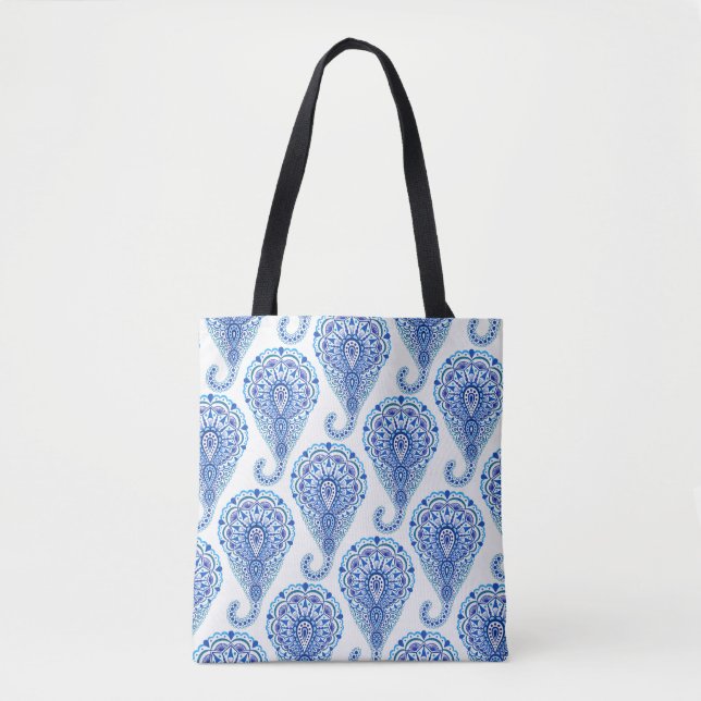 Boho Chic Paisley Seamless Oriental Tote Bag (Front)