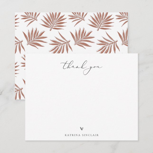 Boho Chic Palm Leaf Thank you Card (Front/Back)