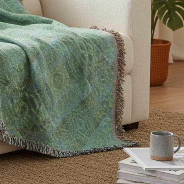 Boho Chic Patchwork Aquamarine Throw Blanket (Creator Uploaded)