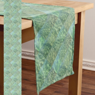 Boho Chic Patchwork of Seafoam and Ocean Green Medium Table Runner