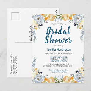 Boho Chic Peach Floral Bridal Shower Postcard