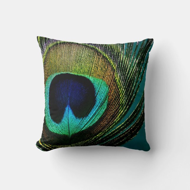 Boho Chic Peacock Feather Photography Modern Photo Cushion (Front)