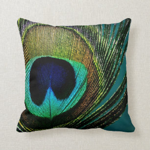 Boho Chic Peacock Feather Photography Modern Photo Cushion