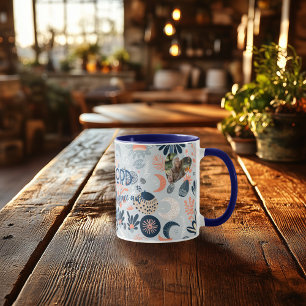 Boho Chic Personalised Mug with Celestial Floral