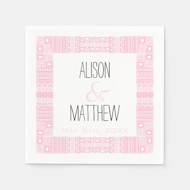 Boho-chic Personalised Wedding Paper Napkins 1 (Front)