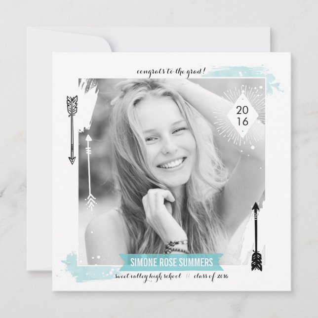 Boho Chic Photo Graduation Announcements (Front)