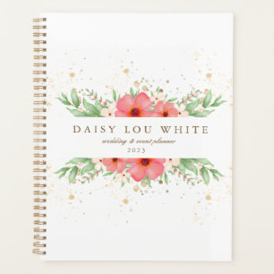 Boho Chic Pink & Ivory Greenery Floral Business Planner