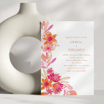 Boho Chic Pink Orange Floral Watercolor Wedding Invitation<br><div class="desc">Boho Chic Watercolor Pink Orange Floral Wedding Invitation</div>