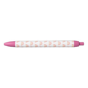 Boho Chic Pink Rainbow Pattern Black Ink Pen