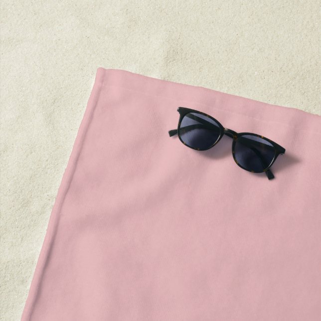Boho Chic Pink Solid Colour Beach Towel (In Situ)