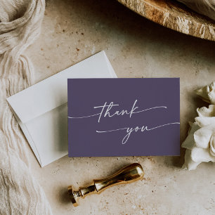Boho Chic Plum Purple Flat Wedding Thank You Card