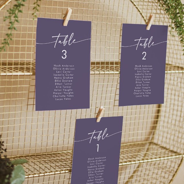 Boho Chic Plum Purple Hanging Seating Chart Invitation (Creator Uploaded)