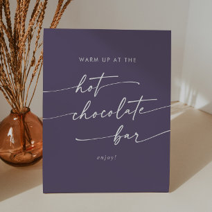 Boho Chic Plum Purple Hot Chocolate Bar Pedestal Sign