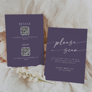 Boho Chic Plum Purple QR Code Details RSVP Card