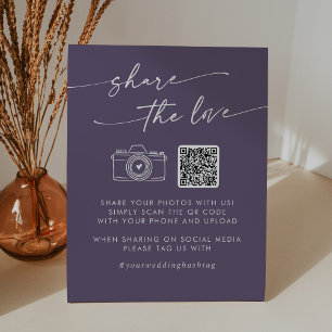 Boho Chic Plum Purple Share the Love QR Code Pedestal Sign
