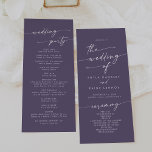 Boho Chic Plum Purple Tea Length Wedding Program<br><div class="desc">This boho chic plum purple tea length wedding program is perfect for a minimalist wedding ceremony. The moody dark purple jewel tone modern bohemian design features simple rustic calligraphy with a unique yet classic style. Personalise your wedding program with you names, wedding date, location, order of service, wedding party and...</div>