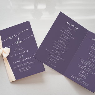 Boho Chic Plum Purple We Do Folded Wedding Program