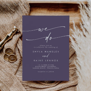 Boho Chic Plum Purple We Do Wedding Invitation