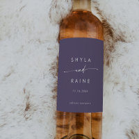 Boho Chic Plum Purple Wedding Wine Labels