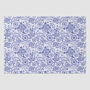 Boho Chic Pretty Blue White Paisley Pattern Tissue Paper