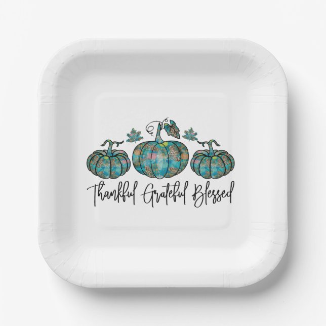 Boho Chic Pumpkin  Paper Plate (Front)