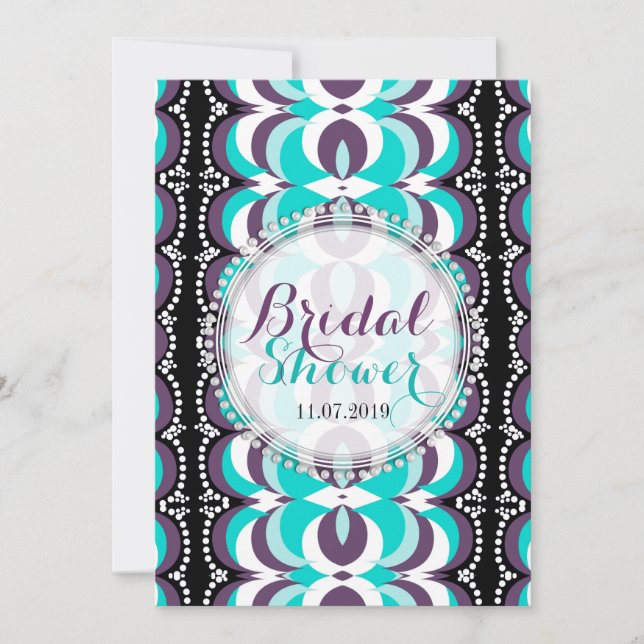 Boho Chic Purple Aqua Bridal Shower Invitation (Front)