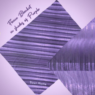 Boho Chic Purple Diagonal Shimmery Stripes Fleece Blanket