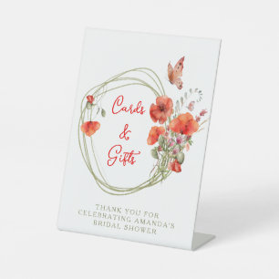 Boho Chic Red Poppies, Bridal Brunch Cards & Gifts Pedestal Sign