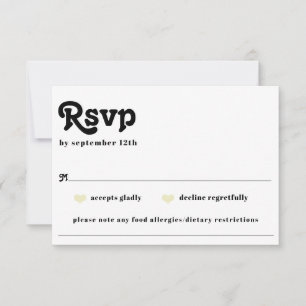 Boho Chic Retro 70's Wedding Food Allergy RSVP Card