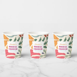 Boho Chic Retro Colourful Floral Bridal Shower Paper Cups