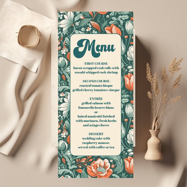 Boho Chic Retro Colourful Floral Wedding  Menu (Creator Uploaded)