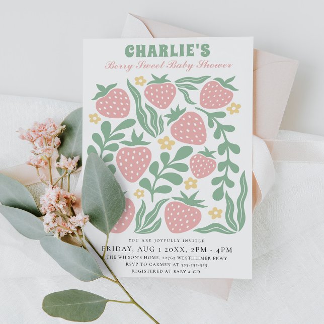 Boho Chic Retro Colourful Strawberry Baby Shower Invitation (Creator Uploaded)
