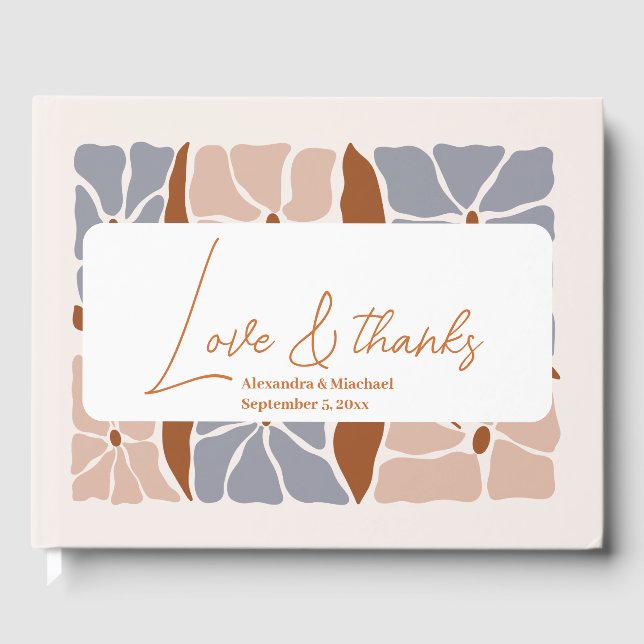 Boho Chic Retro Floral Wedding Guest Book (Front)