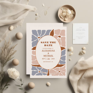 Boho Chic Retro Floral Wedding Save The Date