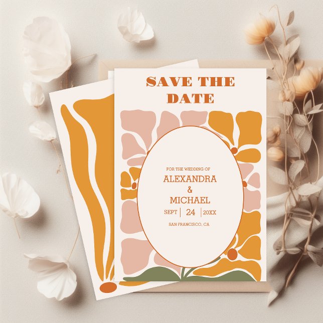 Boho Chic Retro Floral Wedding Save The Date (Creator Uploaded)
