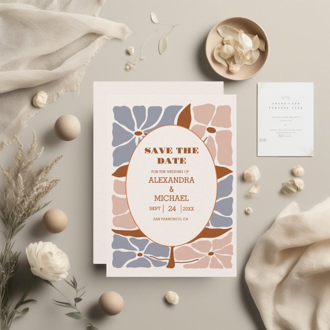 Boho Chic Retro Floral Wedding Save The Date (Creator Uploaded)