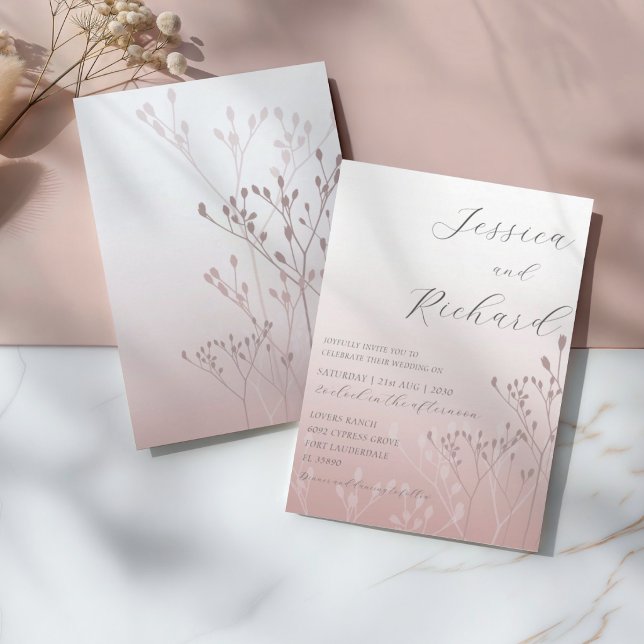 Boho Chic Rose Gold Botanical Wedding Invitation (Creator Uploaded)