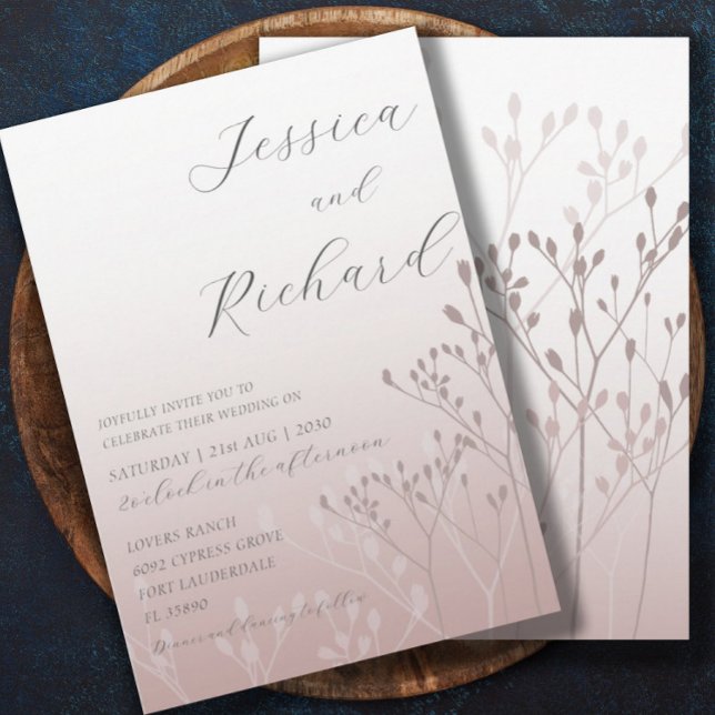 Boho Chic Rose Gold Botanical Wedding Invitation (Creator Uploaded)