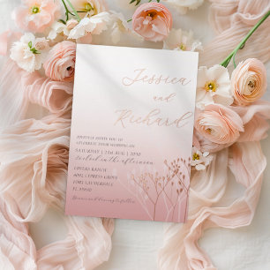 Boho Chic Rose Gold Foliag Wedding Foil Invitation