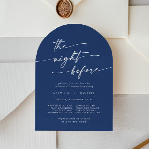Boho Chic Royal Blue Arch Rehearsal Dinner Invitation