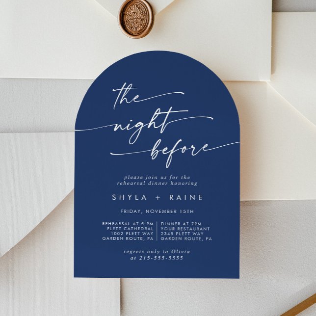 Boho Chic Royal Blue Arch Rehearsal Dinner Invitation (Creator Uploaded)