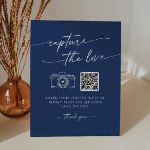 Boho Chic Royal Blue Capture the Love Wedding Pedestal Sign
