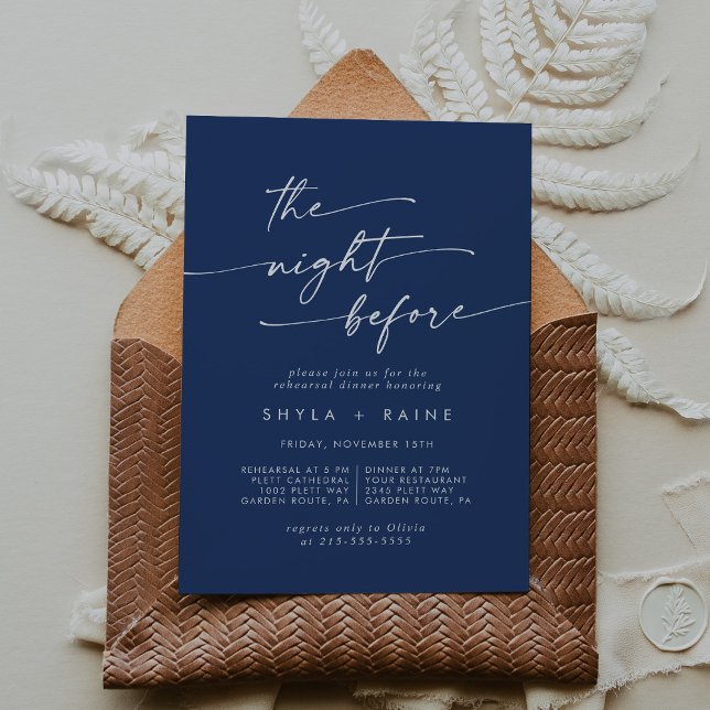 Boho Chic Royal Blue Rehearsal Dinner Invites (Creator Uploaded)