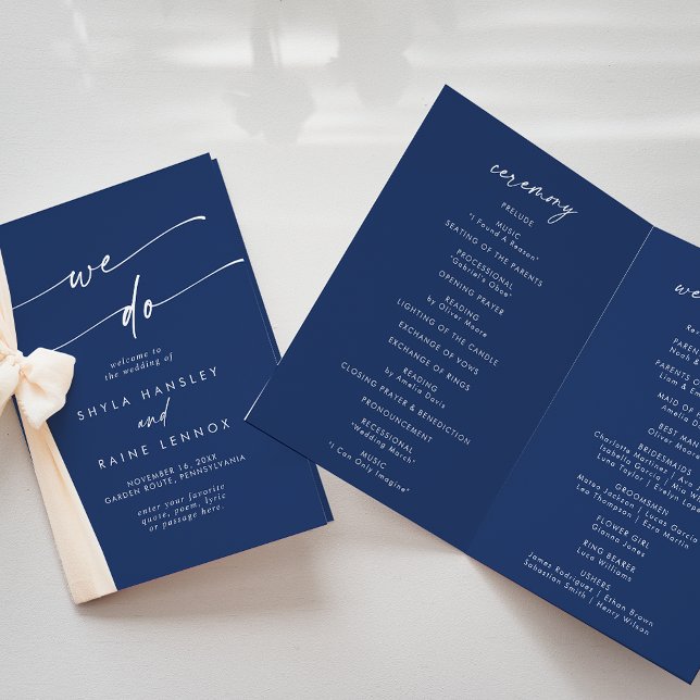 Boho Chic Royal Blue We Do Folded Wedding Program (Creator Uploaded)