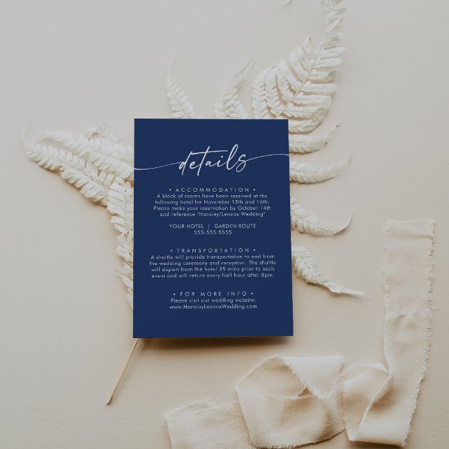 Boho Chic Royal Blue Wedding Details Enclosure Card (Creator Uploaded)