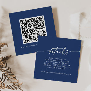 Boho Chic Royal Blue Wedding QR Code Details Enclosure Card