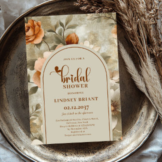 Boho Chic Rust Terracotta Bridal Shower Invitation